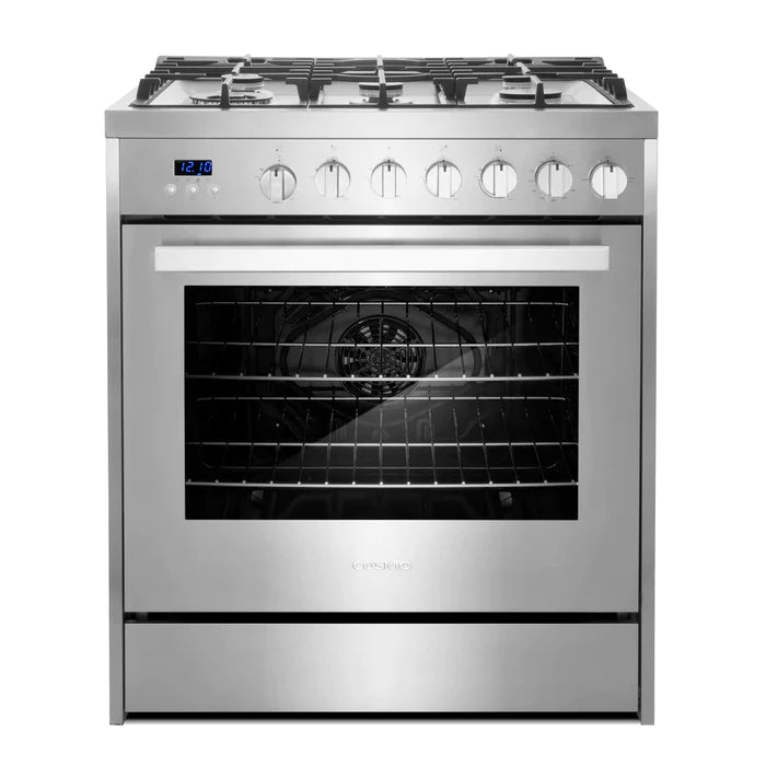 Cosmo 30" 5.0 cu. ft. Single Oven Gas Range with 5 Burner Cooktop and Heavy Duty Cast Iron Grates in Stainless Steel