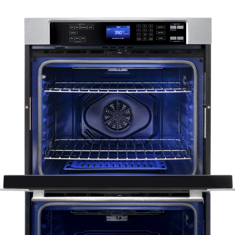 Cosmo COS-30EDWC 30" Electric Double Wall Oven with 5 cu. ft. Capacity, Turbo True European Convection, 7 Cooking Modes, Self-Cleaning in Stainless Steel