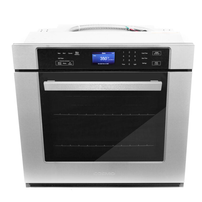 Cosmo 30" 5 cu. ft. Single Electric Wall Oven with True European Convection and Self Cleaning in Stainless Steel