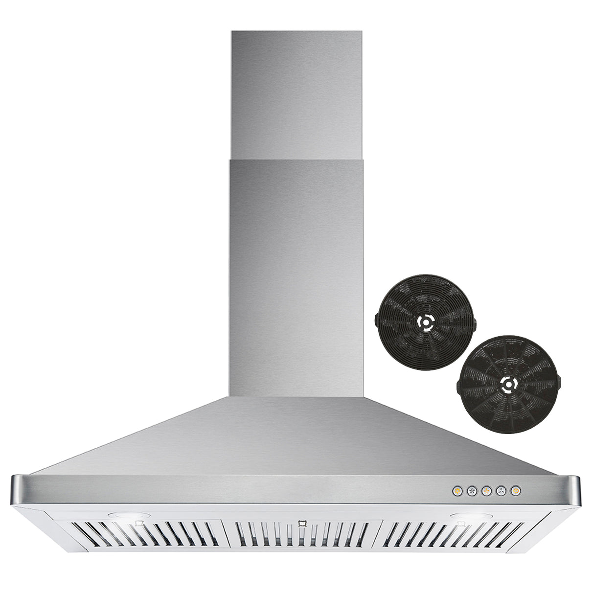 Cosmo 36" Ducted Wall Mount Range Hood in Stainless Steel with Touch Controls, LED Lighting and Permanent Filters
