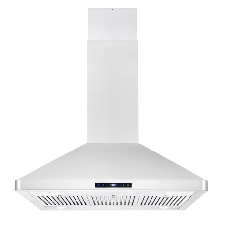 Cosmo 36" Ducted Island Range Hood with 380 CFM, 3-Speed Fan, Permanent Filters, LED Lights in Stainless Steel