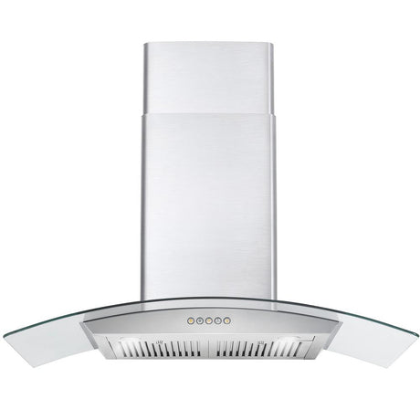 Cosmo 36" Ducted Wall Mount Range Hood in Stainless Steel with Push Button Controls, LED Lighting and Permanent Filters
