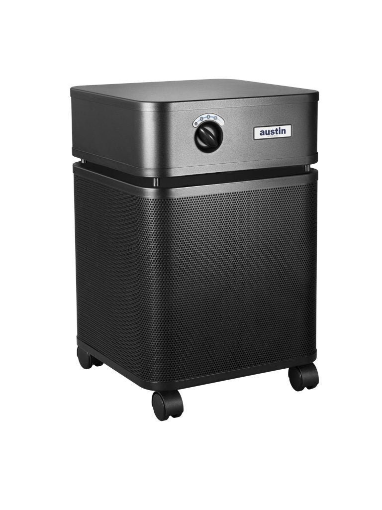 Austin Air HealthMate Air Purifier in black from the side