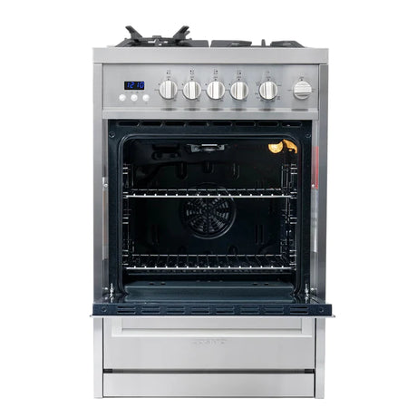 Cosmo 24" 2.73 cu. ft. Single Oven Gas Range with 4 Burner Cooktop and Heavy Duty Cast Iron Grates in Stainless Steel