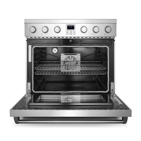 Cosmo Commercial Style 36" 6.0 cu. ft. Electric Range with 5 Burner Glass Cooktop and Convection Oven in Stainless Steel