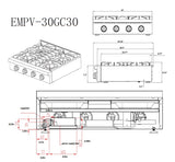 Empava Pro-style 30 in Slide-in Gas Cooktop - 30GC30