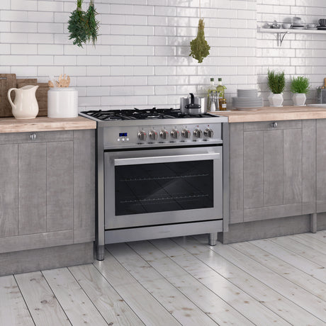 Cosmo Commercial-Style 36" 3.8 cu. ft. Single Oven Dual Fuel Range with 8 Function Convection Oven in Stainless Steel