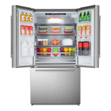 Cosmo 22.4 cu. ft. 3-Door French Door Refrigerator with Water Dispenser and Ice Maker in Stainless Steel, Counter Depth
