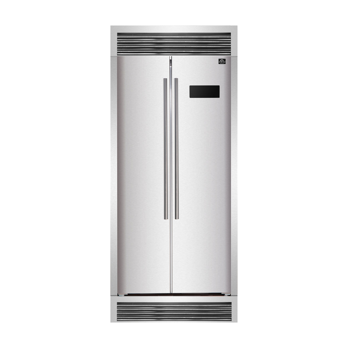 Forno Salerno 33" Side-by-Side Refrigerator in Stainless Steel with 4” Decorative Grill - 15.6 cu. ft.