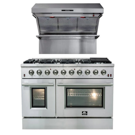 Forno - 2 Piece Kitchen Package - 48" Gas Range and 48" Range Hood
