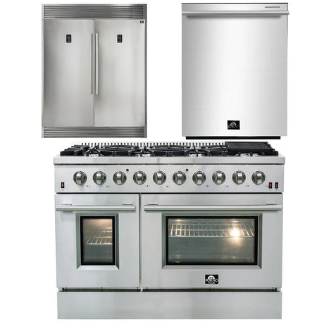 Forno - 3 Piece Kitchen Package - 48" Gas Range, Dishwasher, and Refrigerator