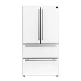 Forno Moena 36" French Door 19.2 Cu.Ft. Refrigerator White Silver Handles