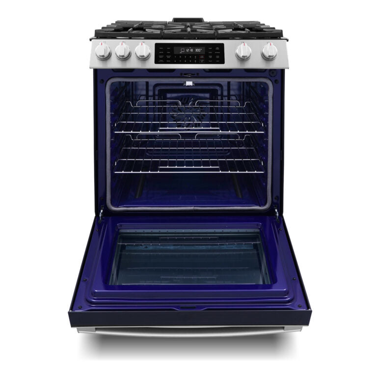 Cosmo Professional Style 30" Slide-In Freestanding 6.1 cu. ft. Gas Range with 5 Sealed Gas Burners and Self Clean Air Fry Oven in Stainless Steel