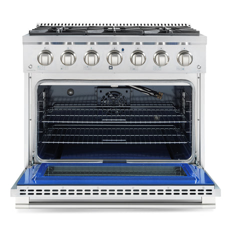 Cosmo Commercial-Style 36" 4.5 cu. ft. Gas Range with 6 Italian Burners and Heavy Duty Cast Iron Grates in Stainless Steel