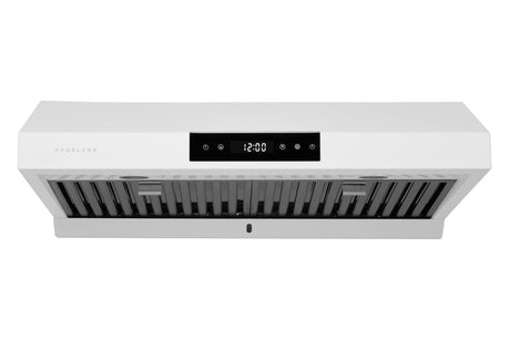 Hauslane | Chef Series 30" PS18 Under Cabinet Range Hood | Pro Performance | Contemporary Design, Touch Screen, Dishwasher Safe Baffle Filters, LED Lamps, 3-Way Venting White Matte