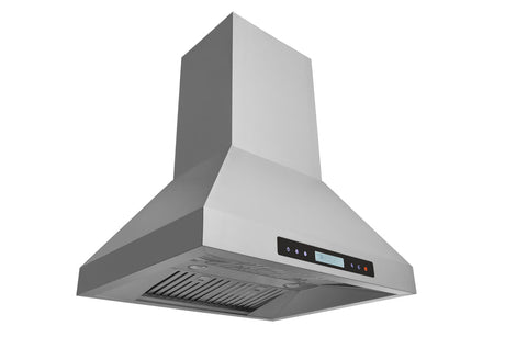 Hauslane | Chef Series IS-500 30” Island Range Hood | Elegant Canopy Design with Powerful Motor and Quiet Operation | Dual Control, Changeable LED, Delay Shutoff, Baffle Filters | Fits 6” Round Duct