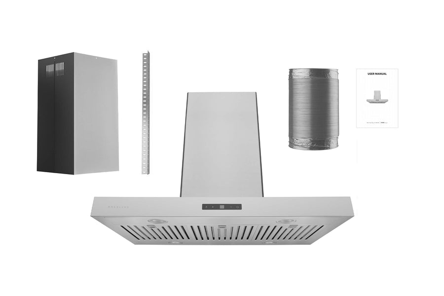 Hauslane | Chef Series IS-700 30" Modern Island Range Hood | Sleek Contemporary Canopy Design | Heavy Duty Suction Power, Dishwasher-Safe Baffle Filters, and LED | Fits 6” Round Duct or Recirculation kit