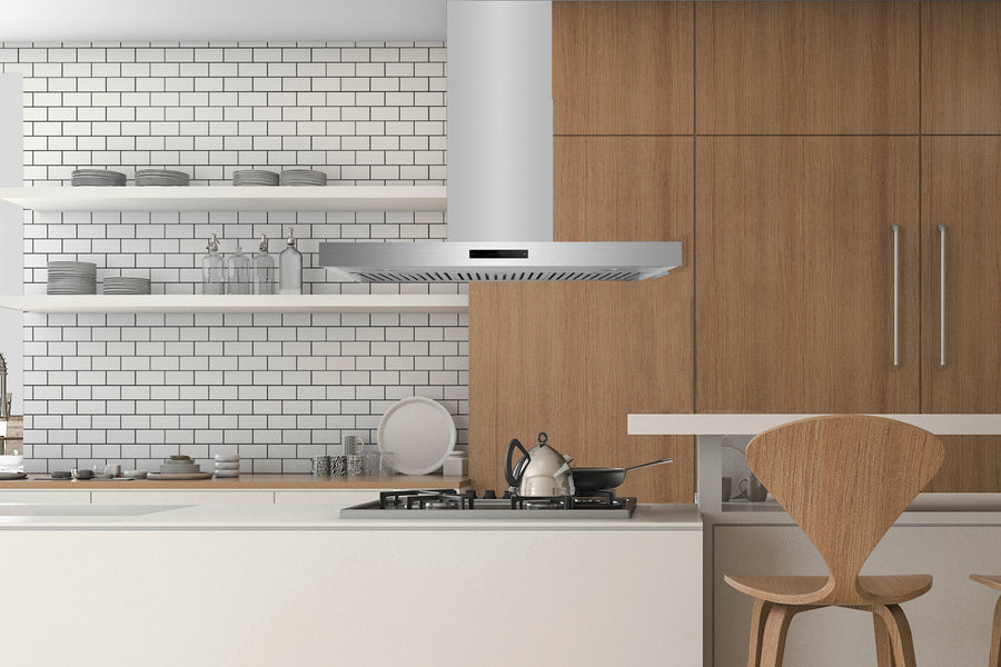 Hauslane | Chef Series IS-700 36" Modern Island Range Hood | Sleek Contemporary Canopy Design | Heavy Duty Suction Power, Dishwasher-Safe Baffle Filters, and LED | Fits 6” Round Duct or Recirculation lifestyle