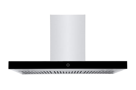 Hauslane | Chef Series Range Hood: 30" WM-739 Wall Mount Kitchen Fan | Contemporary Stainless Steel T Style Hood with Black Glass Panel | 3 Speed Touch Control Wall Mount | Vented or Ductless