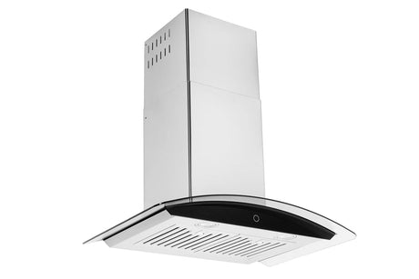 Hauslane | Chef Series Range Hood 30" WM-639 Wall Mount Range Hood | Contemporary Stainless Steel Tempered Glass Stove Ventilation | 3 Speed, Touch Control, Baffle Filters| Vented or Ductless turned