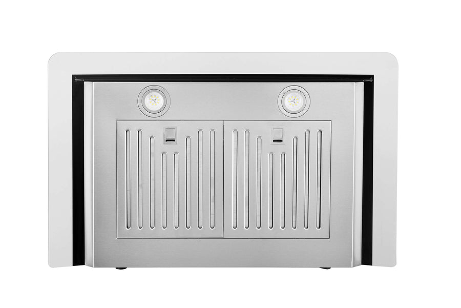 Hauslane | Chef Series Range Hood 30" WM-639 Wall Mount Range Hood | Contemporary Stainless Steel Tempered Glass Stove Ventilation | 3 Speed, Touch Control, Baffle Filters| Vented or Ductless underside