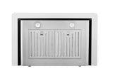 Hauslane | Chef Series Range Hood 30" WM-639 Wall Mount Range Hood | Contemporary Stainless Steel Tempered Glass Stove Ventilation | 3 Speed, Touch Control, Baffle Filters| Vented or Ductless underside
