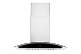 Hauslane | Chef Series Range Hood 30" WM-639 Wall Mount Range Hood | Contemporary Stainless Steel Tempered Glass Stove Ventilation | 3 Speed, Touch Control, Baffle Filters| Vented or Ductless