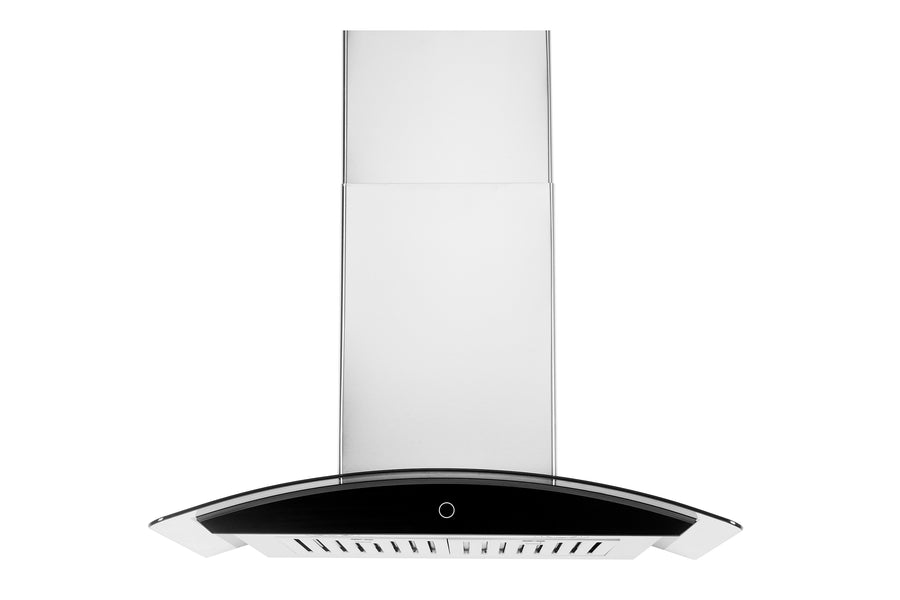 Hauslane | Chef Series Range Hood 36" WM-639 Wall Mount Range Hood | Contemporary Stainless Steel Tempered Glass Stove Ventilation | 3 Speed, Touch Control, Baffle Filters| Vented or Ductless
