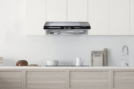 Hauslane | Chef Series Range Hood C395 30" Under Cabinet Kitchen Extractor | Slim Stainless Steel Design with Self Cleaning | 6-Speed Setting Exhaust Fan, Incandescent Lamp | 3-Way Venting lifestyle