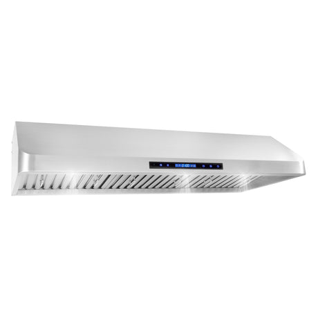 Cosmo 48" Ducted Under Cabinet Range Hood with Soft-Touch Controls, Permanent Filters, 4-Speed Fan, LED Lights in Stainless Steel