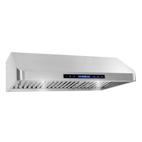 Cosmo 36" Ducted Under Cabinet Range Hood in Stainless Steel with Touch Display, LED Lighting and Permanent Filters