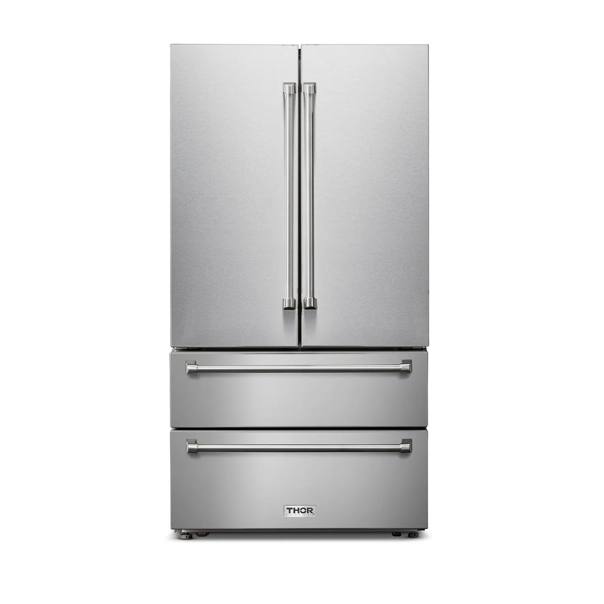 THOR Kitchen - 4-Piece Kitchen Package - 36" Gas Range, 36" Wall Mount Range Hood, 24" Dishwasher & 36" Refrigerator