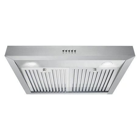 Cosmo 30" Ductless Under Cabinet Range Hood in Stainless Steel with LED Lighting and Permanent Filters & Carbon Filter Kit for Recirculating