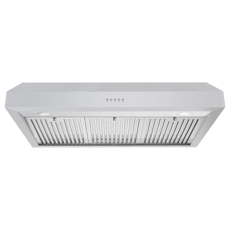 Cosmo 36" Under Cabinet Range Hood with Push Button Controls, 3-Speed Fan, LED Lights and Permanent Filters in Stainless Steel