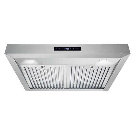 Cosmo 30" Under Cabinet Stainless Steel Range Hood, 380 CFM, Permanent Filter, Convertible from Ducted to Ductless