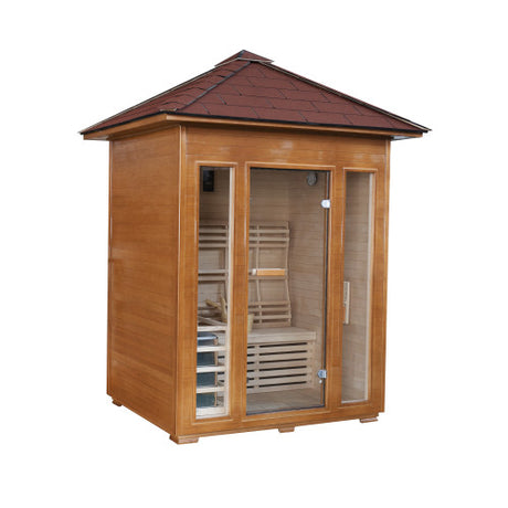Waverly 3-Person Outdoor Traditional Sauna turned