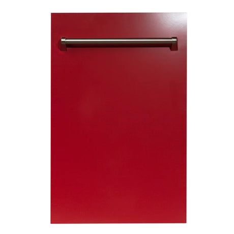 ZLINE 18" Built-in Dishwasher with Traditional Style Handle in Red Gloss