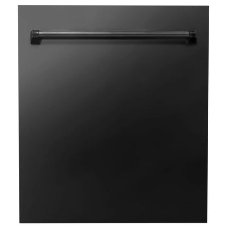 ZLINE 24" Top Control Dishwasher with Stainless Steel Tub and Traditional Handle in Black Stainless Steel