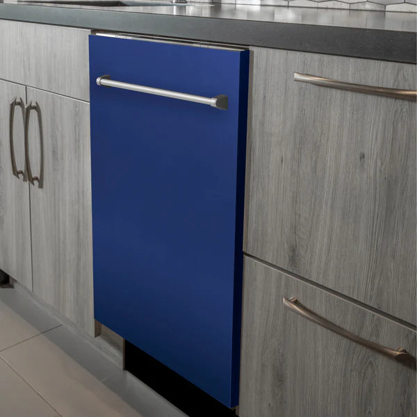 ZLINE 24" Top Control Dishwasher with Stainless Steel Tub and Traditional Handle in Blue Matte