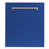 ZLINE 24" Top Control Dishwasher with Stainless Steel Tub and Traditional Handle in Blue Matte