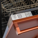 ZLINE 24" Top Control Dishwasher with Stainless Steel Tub and Traditional Handle in Copper