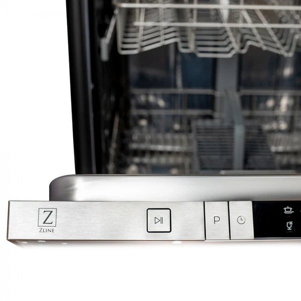 ZLINE 24" Top Control Dishwasher with Stainless Steel Tub and Traditional Handle in Hand Hammered Copper