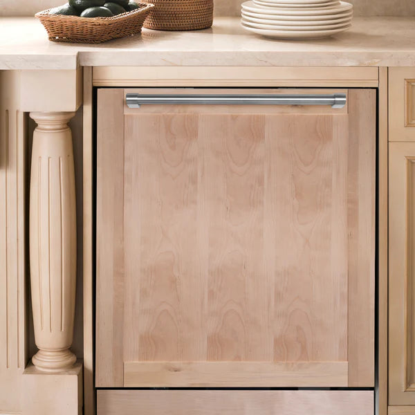 ZLINE 24" Top Control Dishwasher with Stainless Steel Tub and Traditional Handle in Unfinished Wood