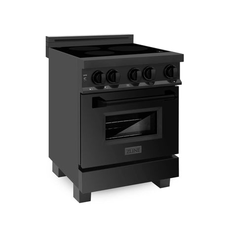 ZLINE 24" 2.8 cu. ft. Induction Range with a 3 Element Stove and Electric Oven in Black Stainless Steel