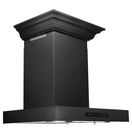 ZLINE 24" Convertible Vent Wall Mount Range Hood in Black Stainless Steel with Crown Molding