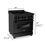 ZLINE 30" 4.0 cu. ft. Induction Range with a 4 Element Stove and Electric Oven in Black Stainless Steel