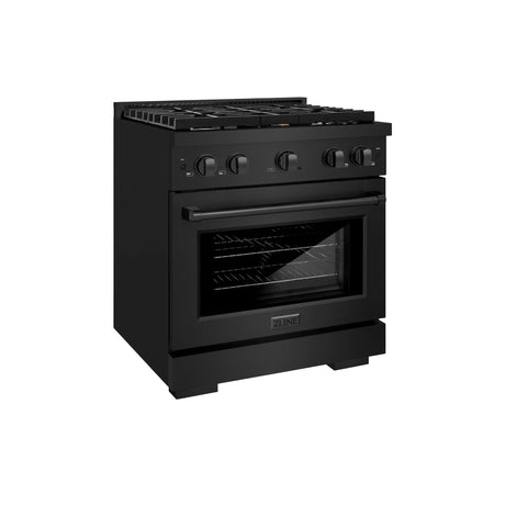ZLINE 30 in. 4.2 cu. ft. Gas Range with Convection Gas Oven in Black Stainless Steel with 4 Brass Burners