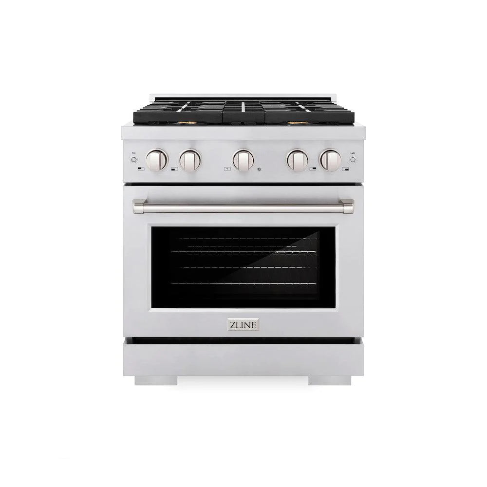 ZLINE 30 in. 4.2 cu. ft. Gas Range with Convection Gas Oven in Stainless Steel with 4 Brass Burners
