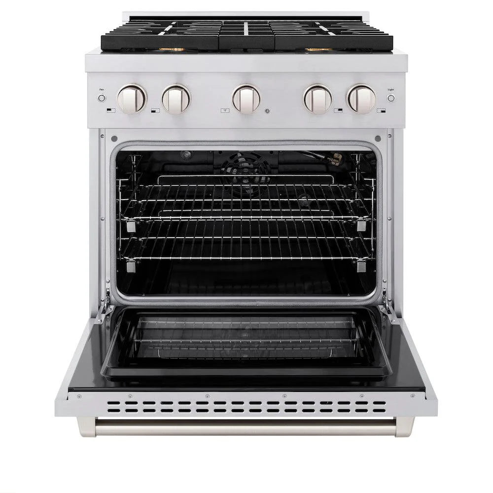 ZLINE 30 in. 4.2 cu. ft. Gas Range with Convection Gas Oven in Stainless Steel with 4 Brass Burners