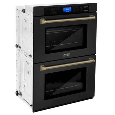 ZLINE 30" Autograph Edition Double Wall Oven with Self Clean and True Convection in Black Stainless Steel